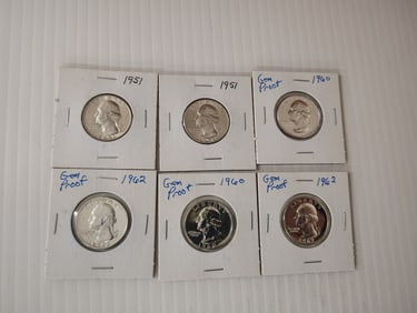 (6) Washington silver quarters