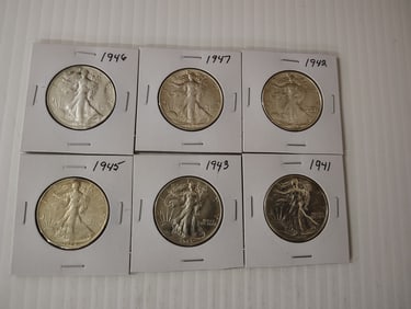 (6) walking 1/2 dollars