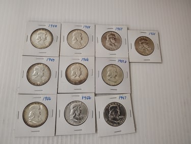 (10) Franklin half dollars