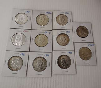 (11) Franklin half dollars