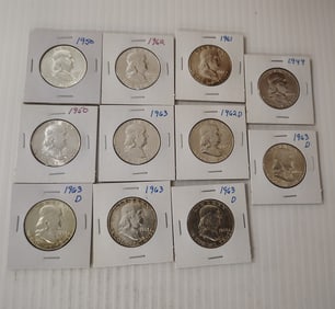 (11) Franklin half dollars