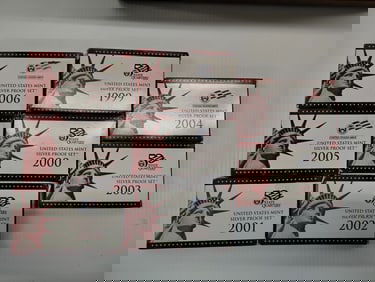 (8) United States silver proof sets