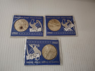 (3) 1996 silver eagles