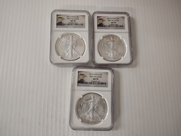 (3) graded silver eagles