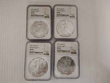 (4) graded silver eagles