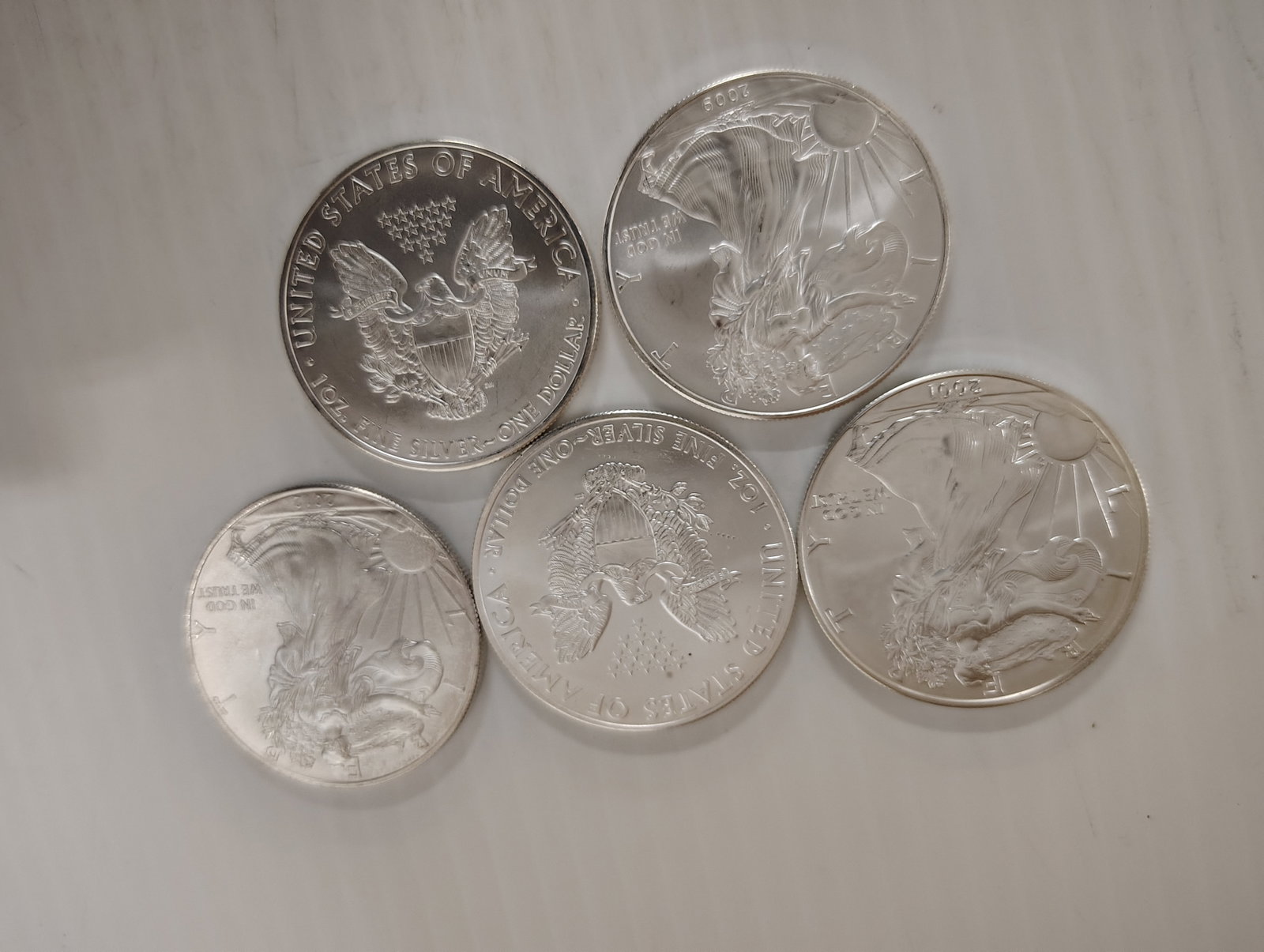 (5) silver eagles: (3) 2009 2001 2012
