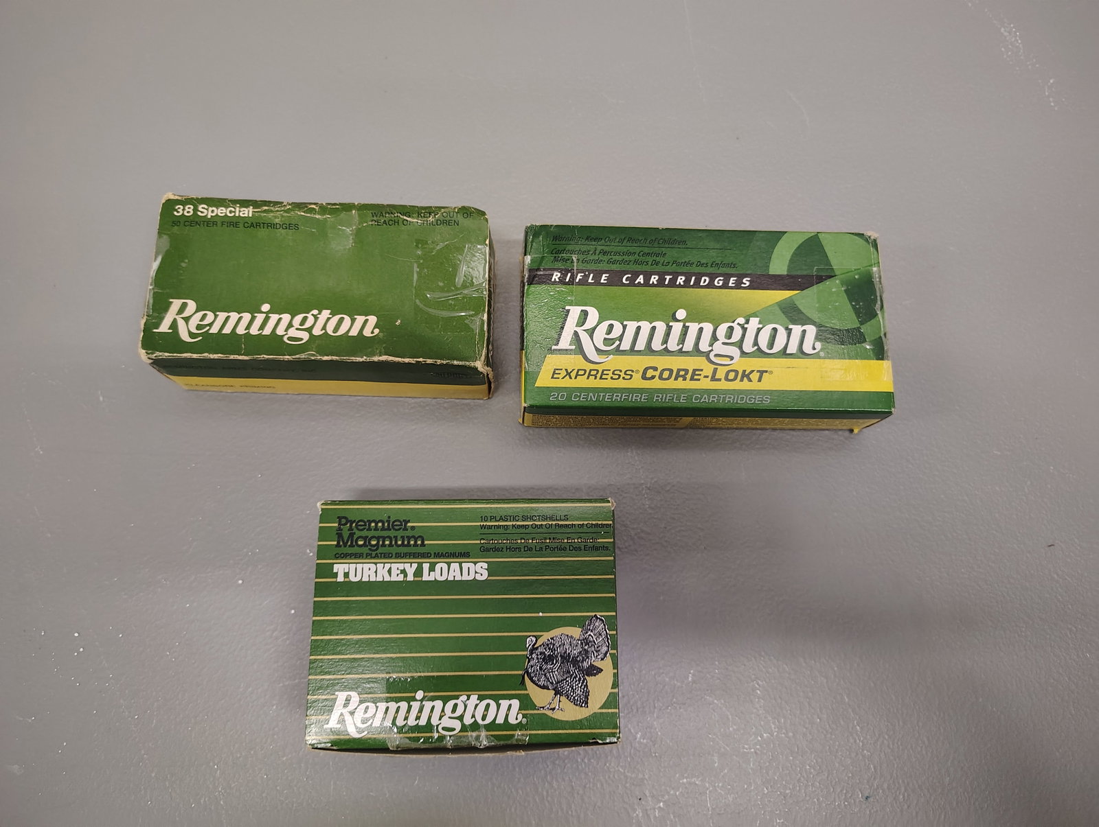 Ammunition: .38 special/ 50 cart 12 gauge turkey loads,3 1/2 6 shot- new in box brass .35/ 20 cart