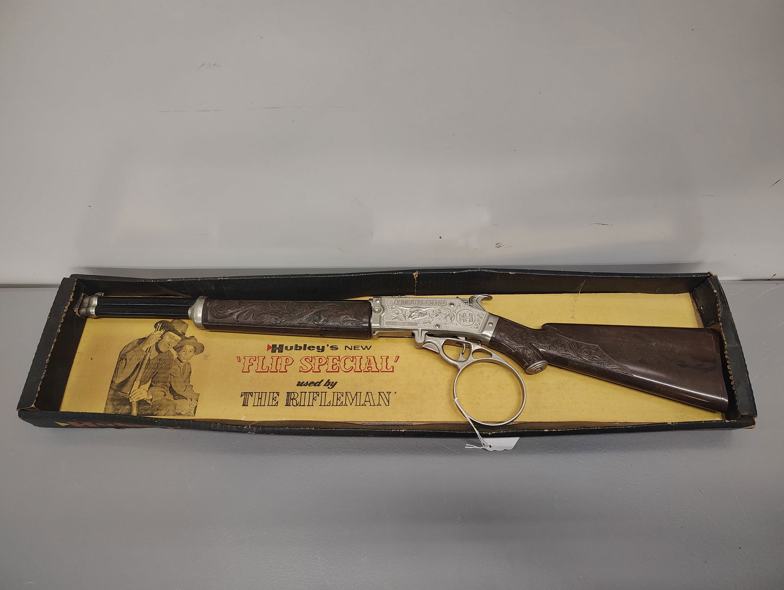 toy: Hubley "Flip Special" used by "The Rifleman"There is a crack in the plastic below and behind the trigger.