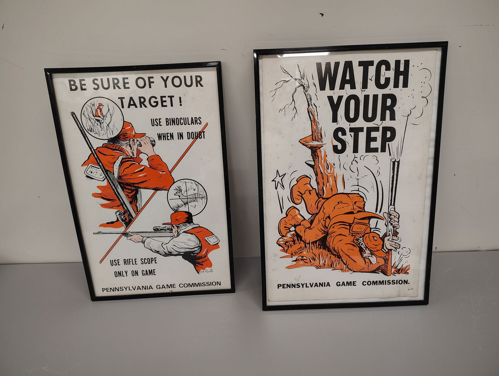 Posters: 2 pa game commission postered framed