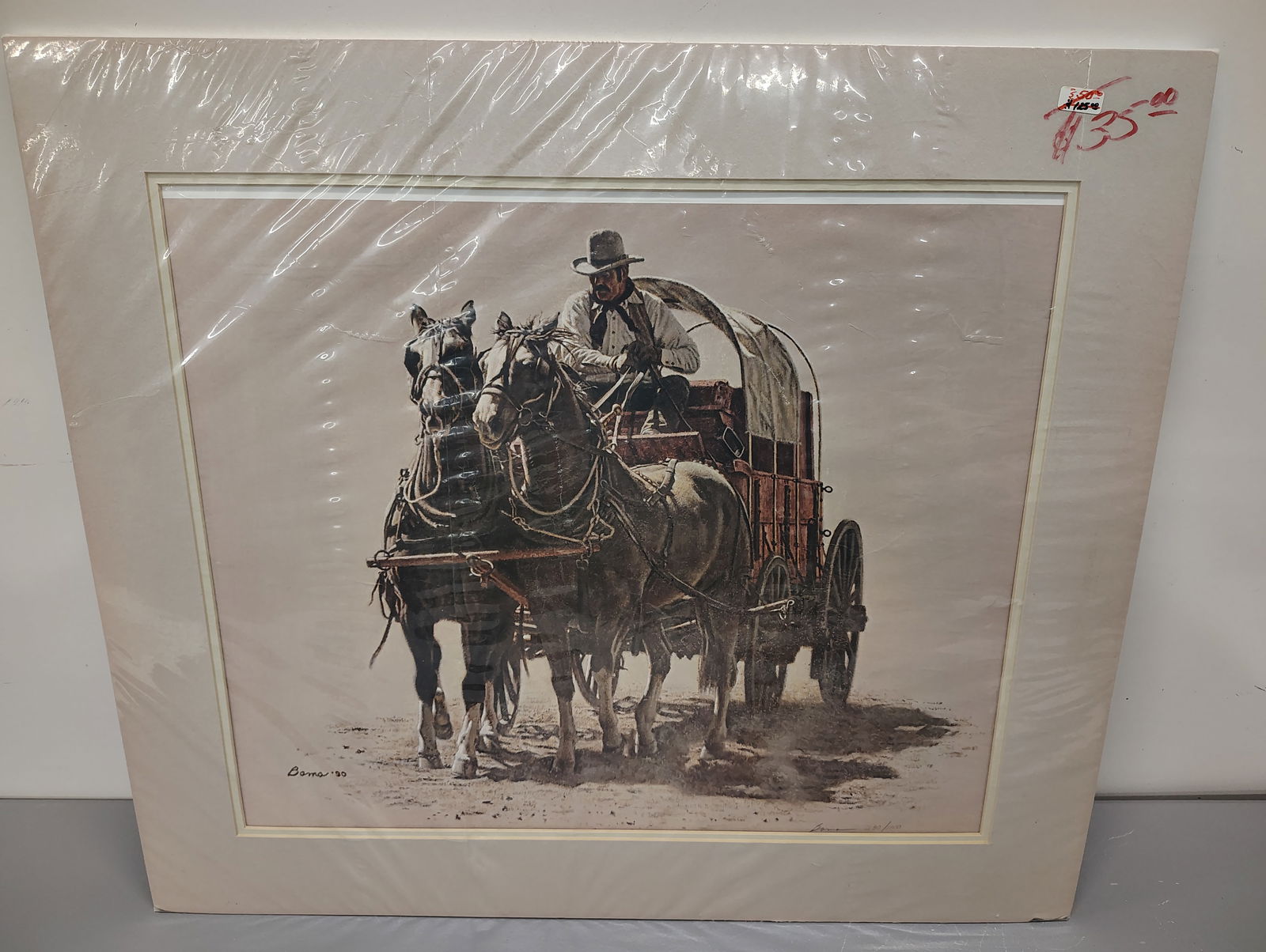 limited edition prints: Derk Hansen - (2) "Montana Bound" Ray Kerswill- "Wherever My Man Goes I Go" Ken Laager - "Mustanger" James Bama - "Chuck Wagon" Chuck Dettaan wild horse print