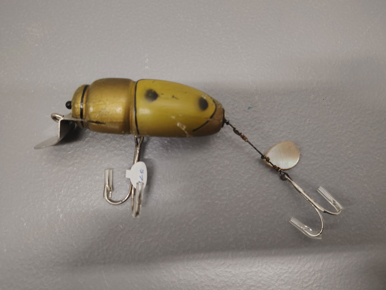 Fishing items: creek chub- beetle wooden