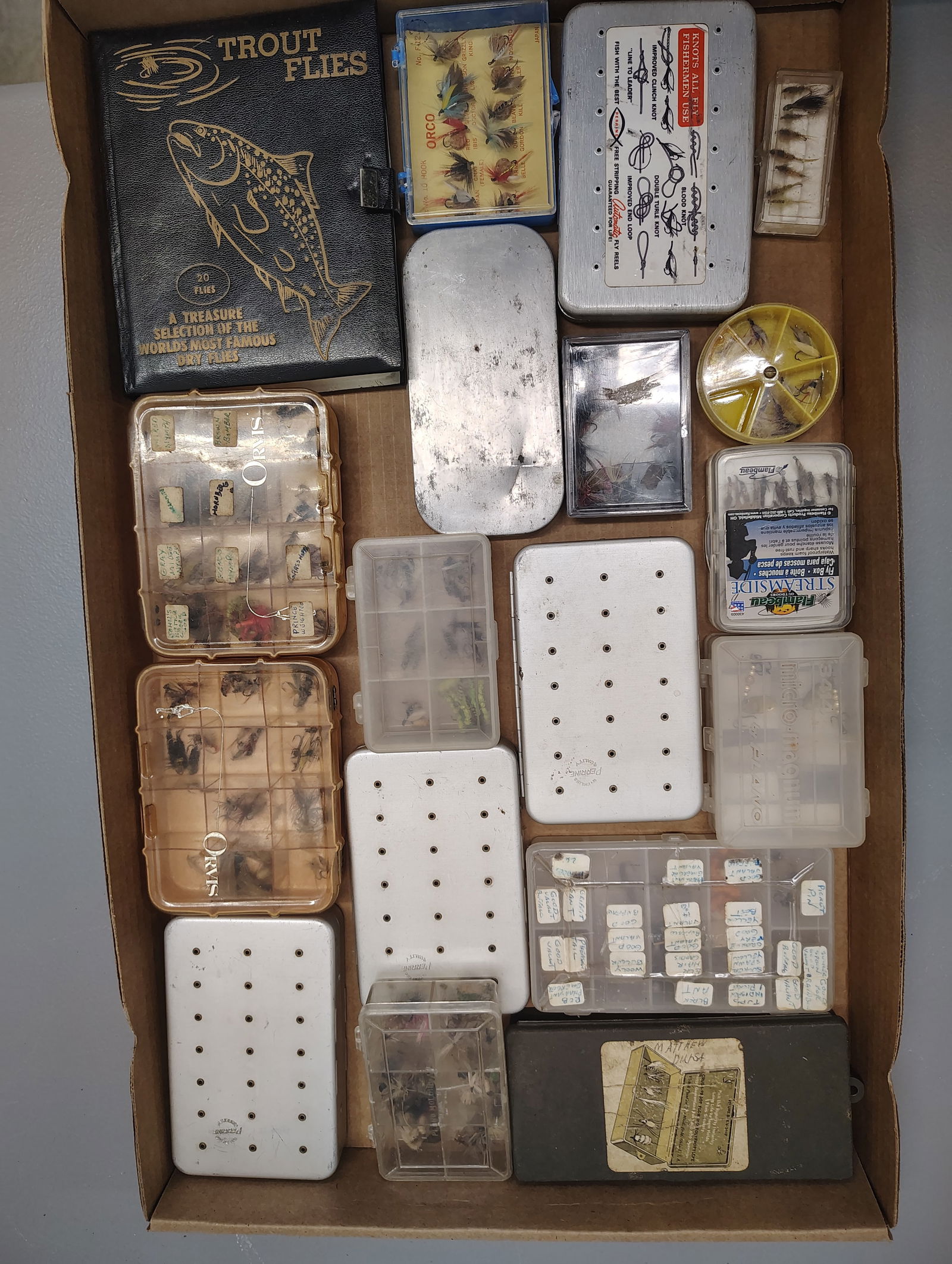 Fishing items: vintage flys