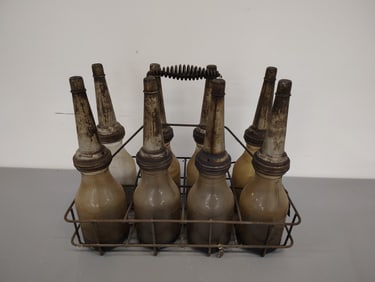 oil bottles in carrier