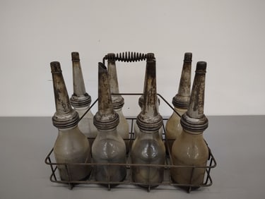 oil bottles in carrier