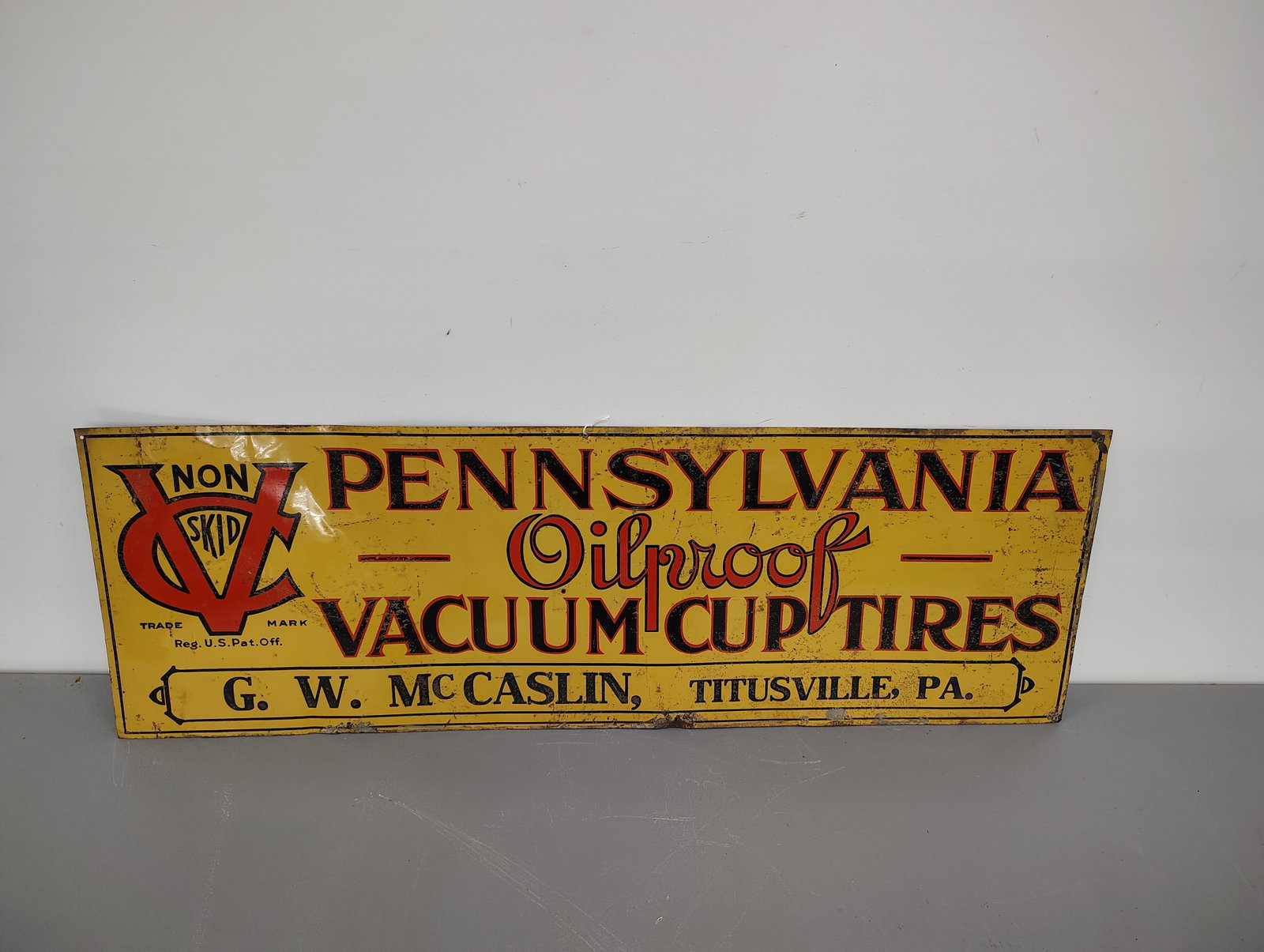 sign: Pennsylvania Oilproof Vacuum Cup Tires - Titusville, PA - SST sign