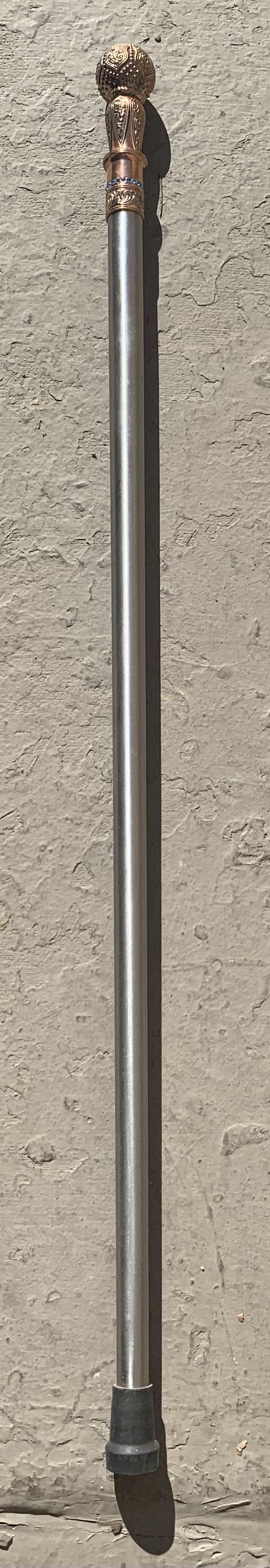 Cane with Copper Handle and Jeweled Bezzle. (1 of 2)