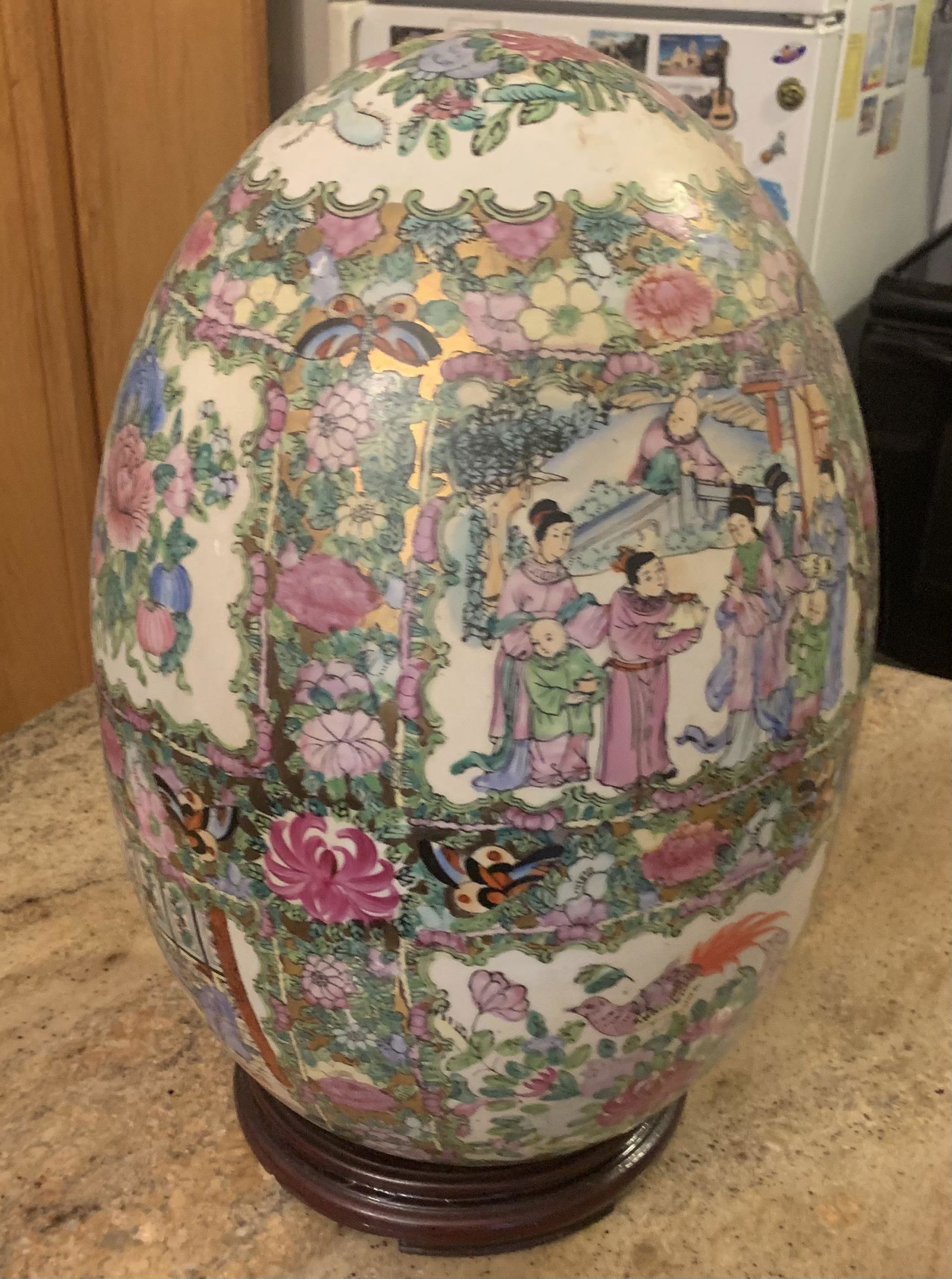 Pair of Large Vintage Chinese Enamel Cloisonne Eggs (1 of 8)