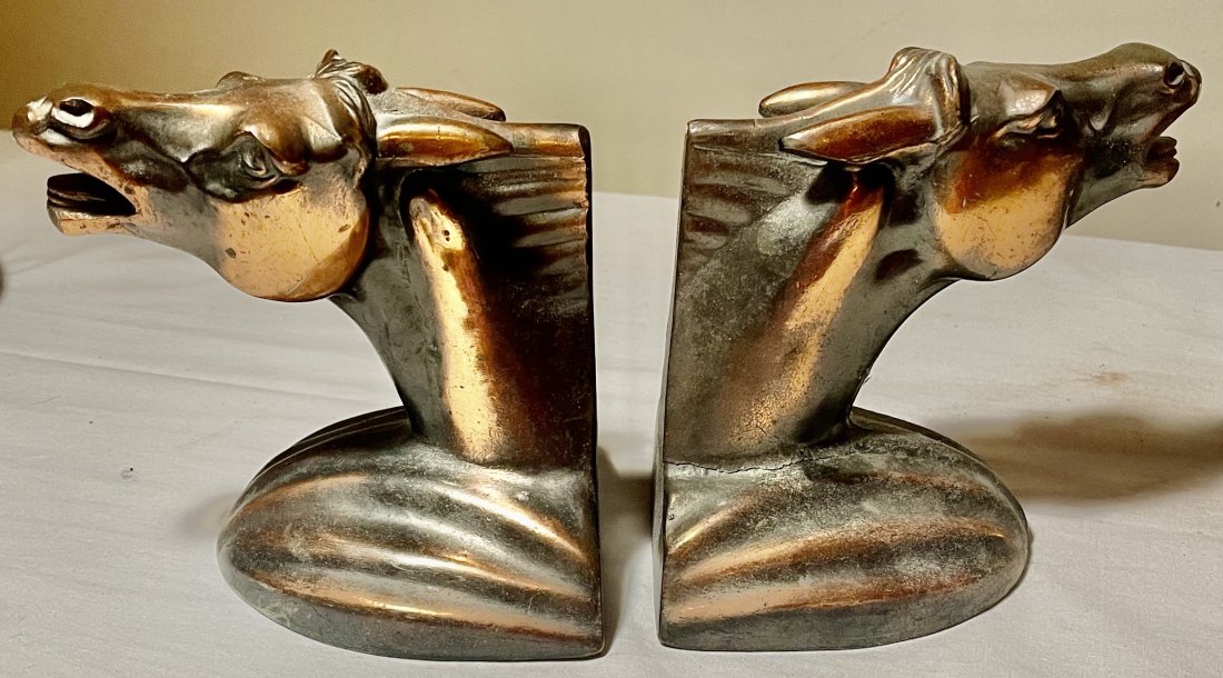 Bronze Plated Art Deco Horse Head Bookends (1 of 4)