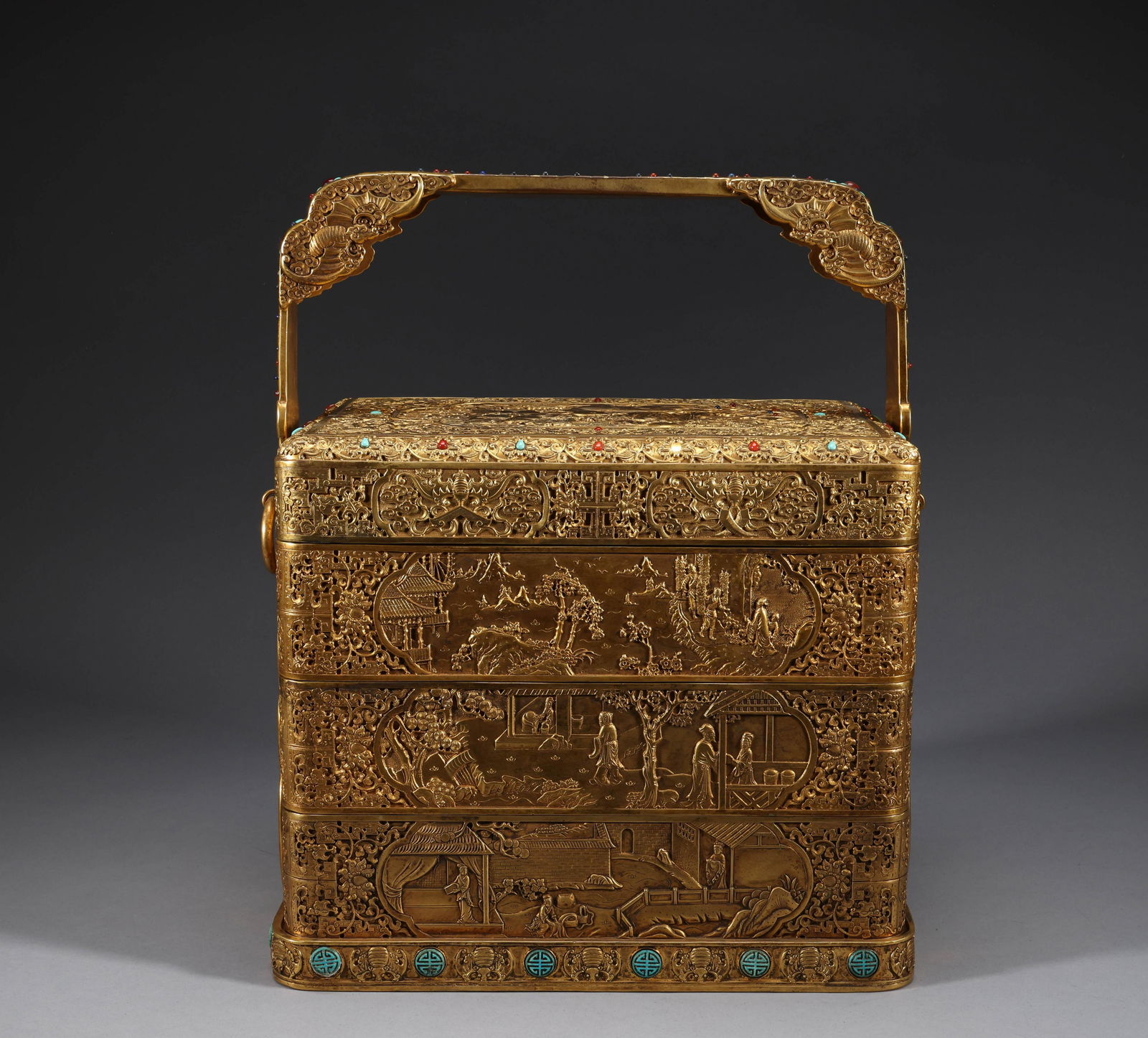 Bronze gilded food box of Qing Dynasty (1 of 11)