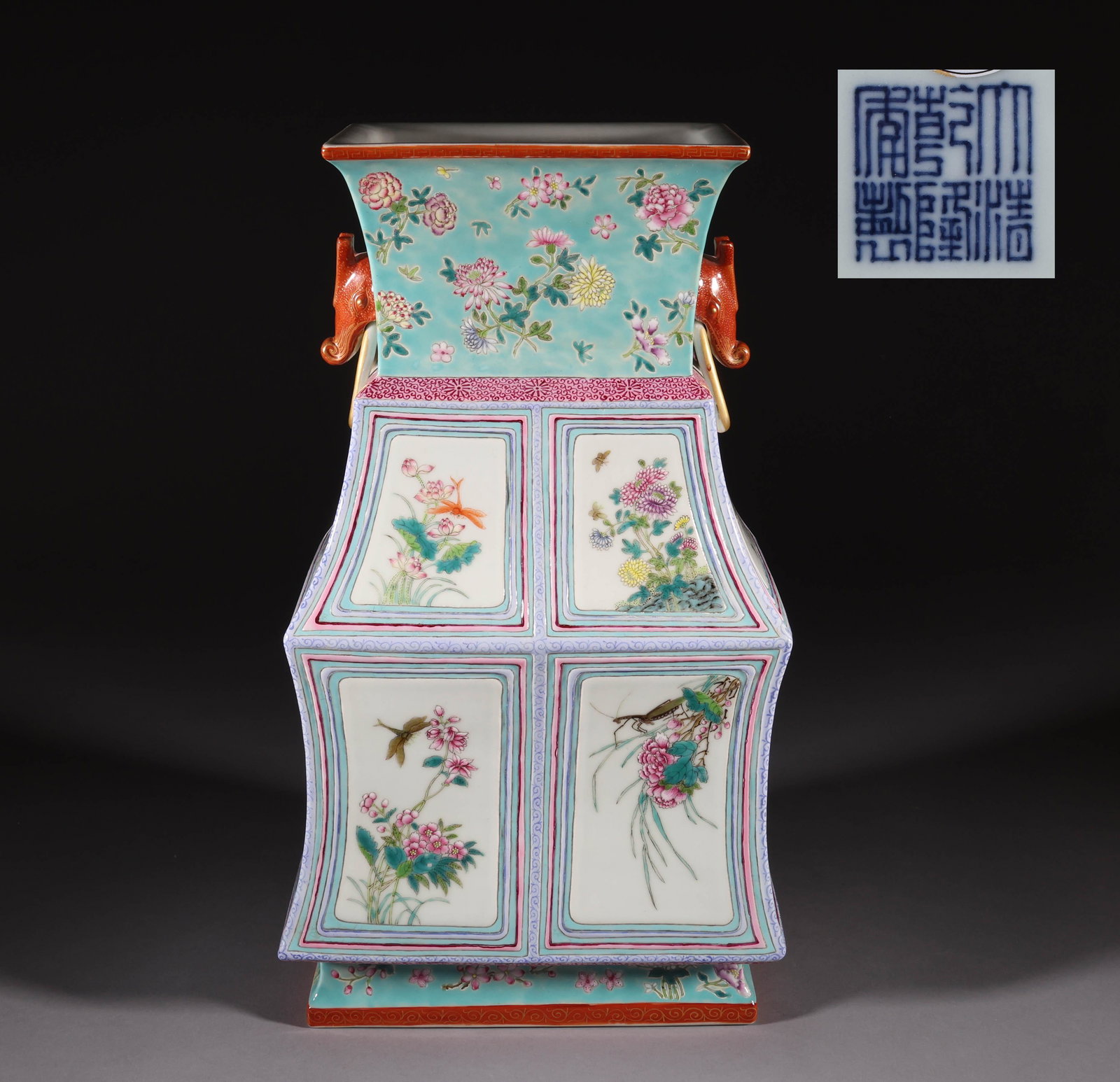 Pastel vase with plum, orchid, bamboo and  chrysanthemum in Qing Dynasty (1 of 10)