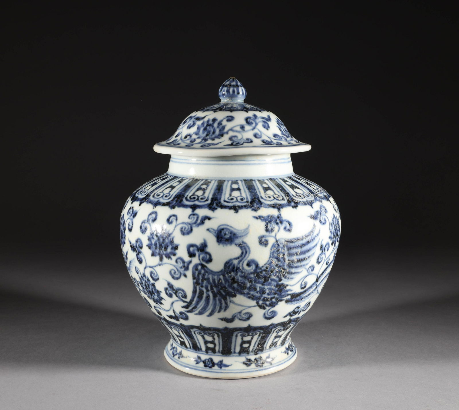 Qing Dynasty blue and white general pot with phoenix pattern (1 of 7)