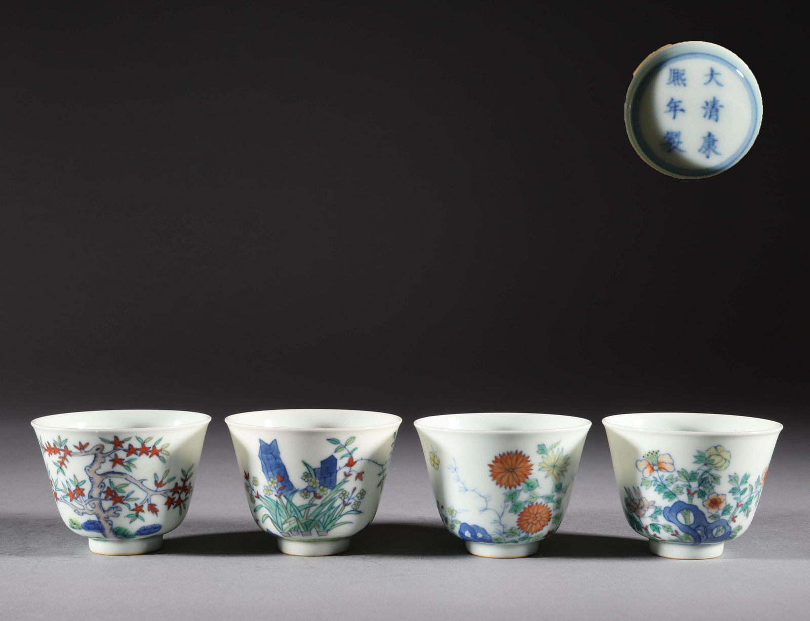 Group 1 of Qing Dynasty pastel flower god cup (1 of 12)
