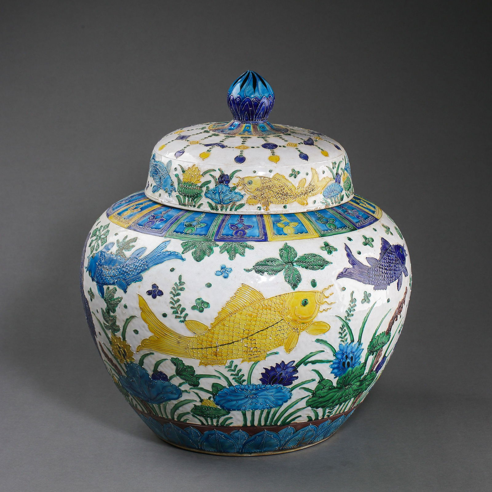 Five color fish pattern covered pot in Jiajing, Ming Dynasty, China (1 of 14)