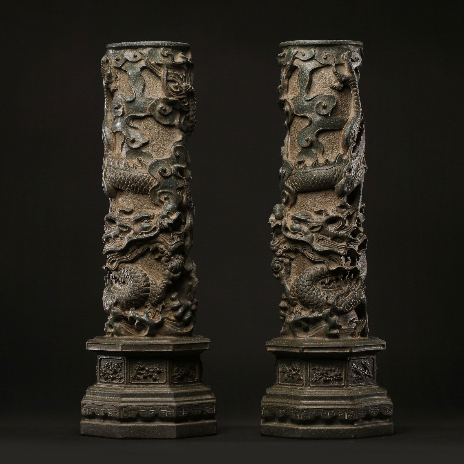 A pair of blue stone dragon pillars in the Song Dynasty of China (1 of 19)