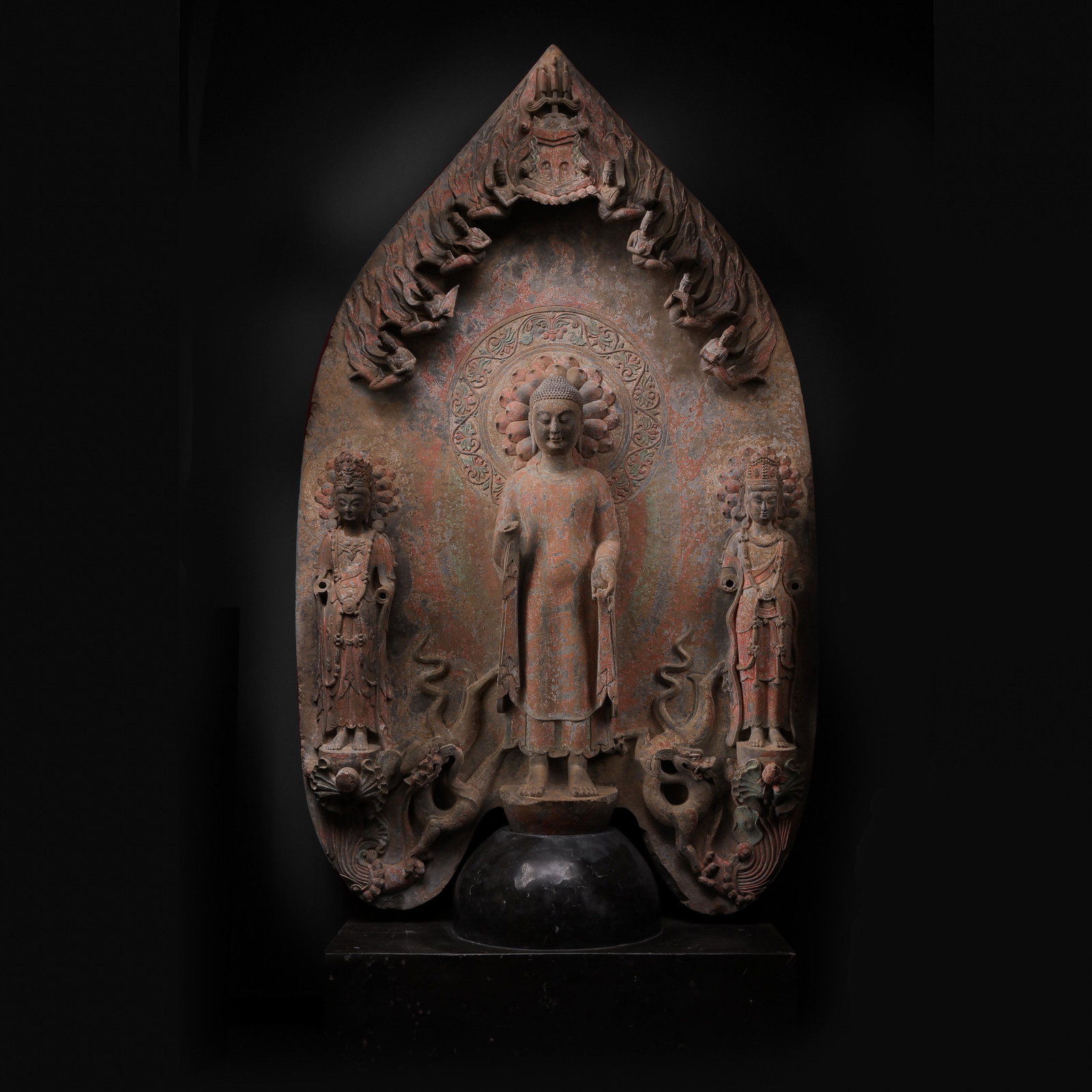Qingshi painted Buddhist niche in the Northern Wei Dynasty of China (1 of 5)