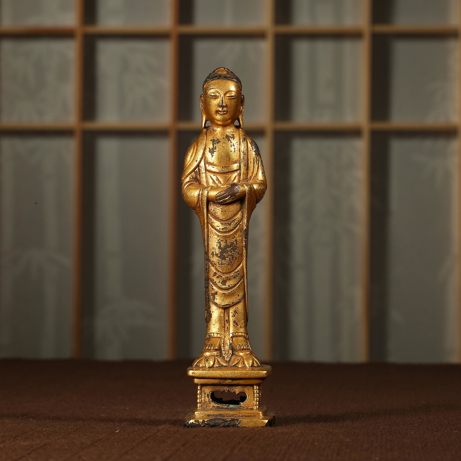 Bronze gilded Buddha standing statue in Liao and Jin Dynasties of China (1 of 13)