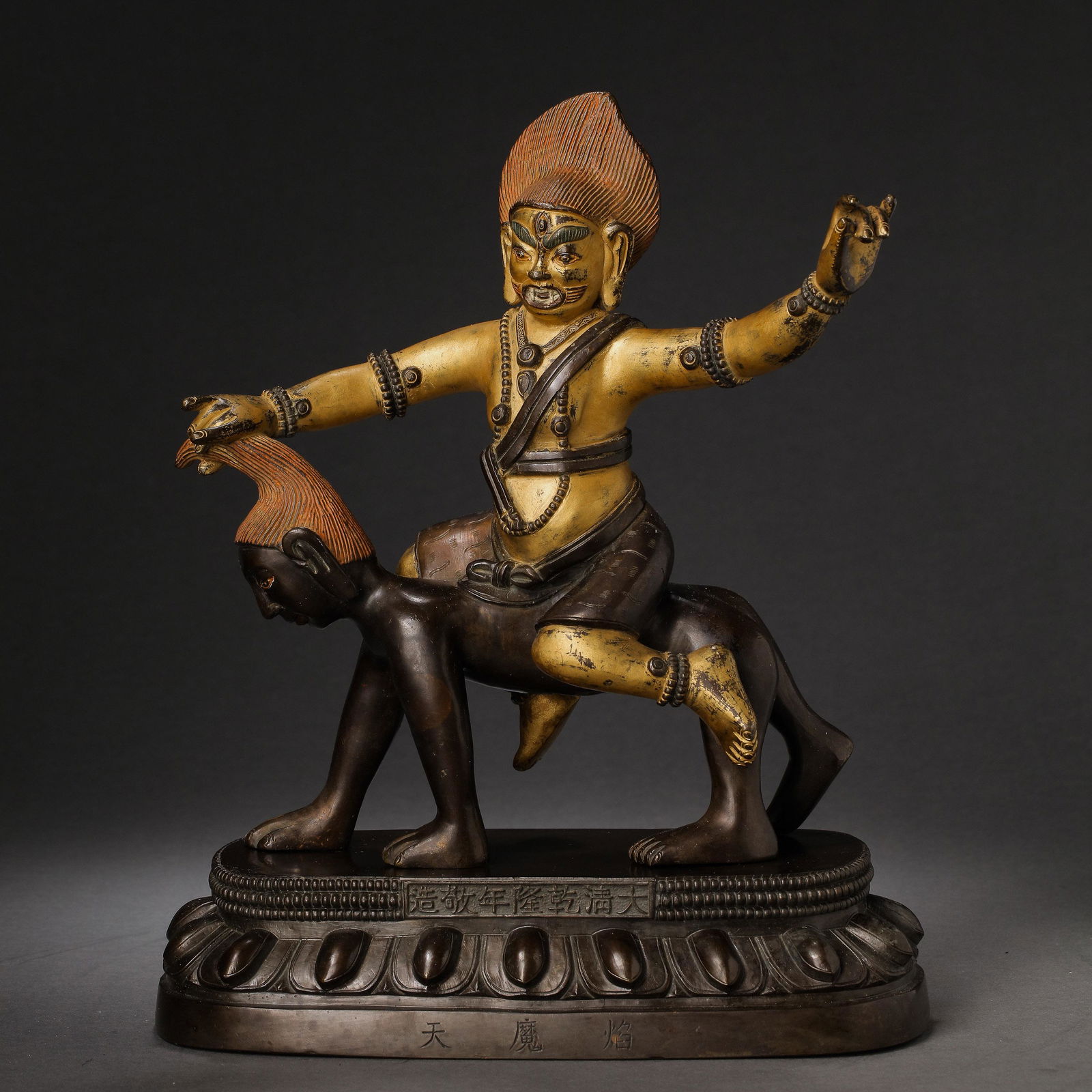 Bronze partial gilded Buddha standing statue of Qing Dynasty in China (1 of 12)