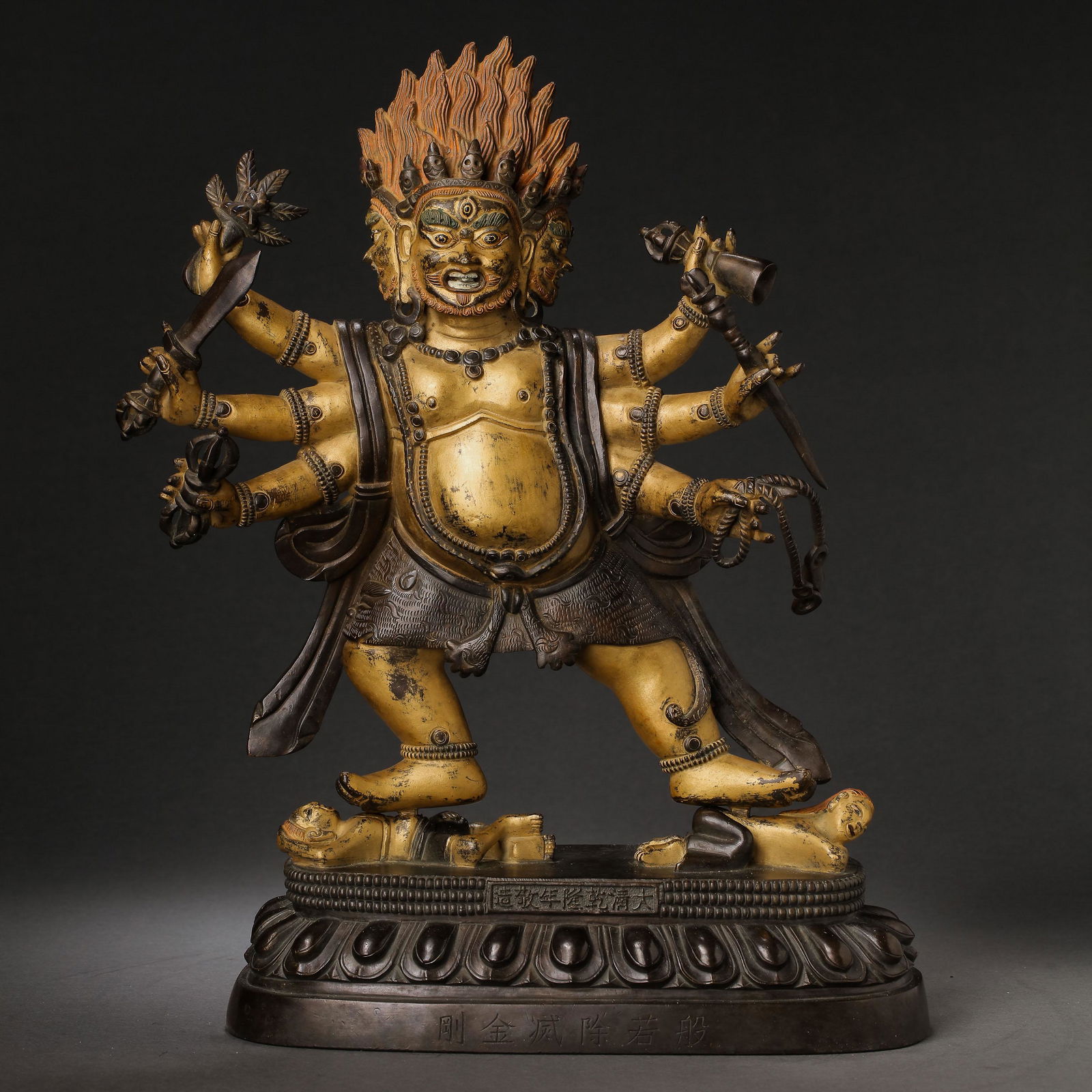 Bronze partial gilded Buddha standing statue of Qing Dynasty in China (1 of 13)