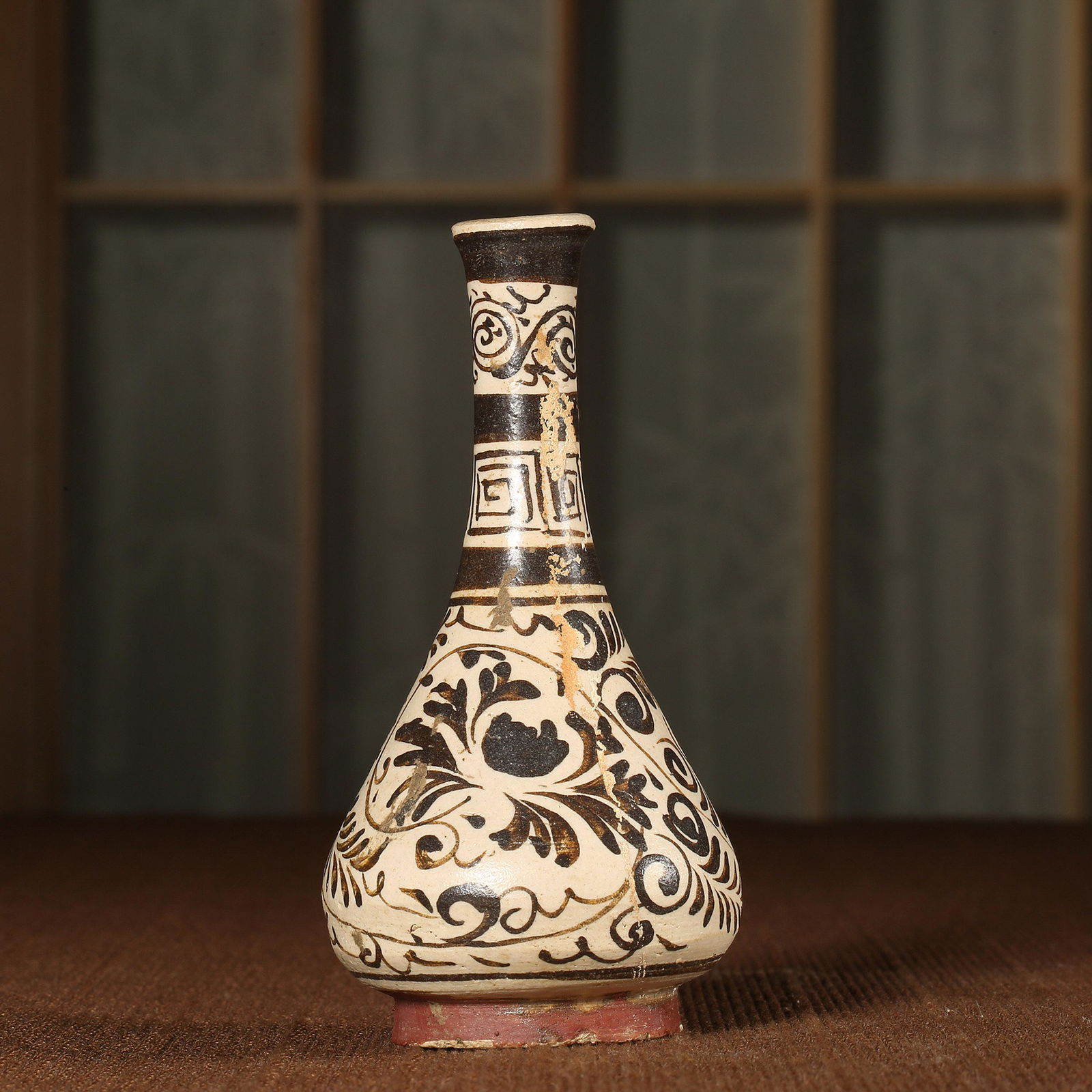 Chinese Southern Song Dynasty Jizhou kiln paper cut Decal jade pot spring bottle (1 of 13)