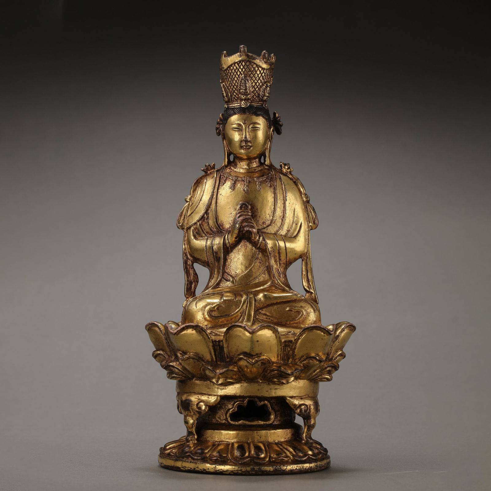 Bronze gilded Buddha seated statue in Liao and Jin Dynasties of China (1 of 11)