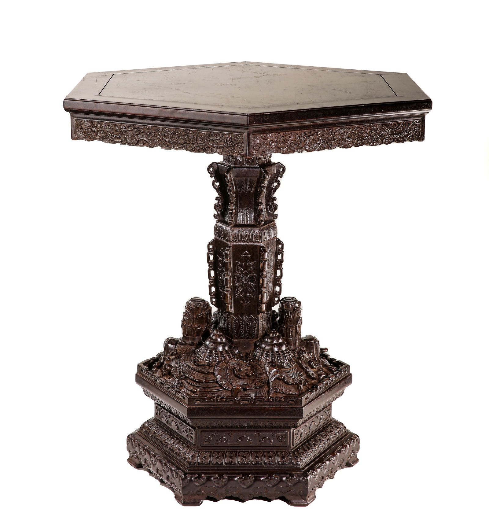 Chinese red sandalwood six square table in Qing Dynasty (1 of 8)