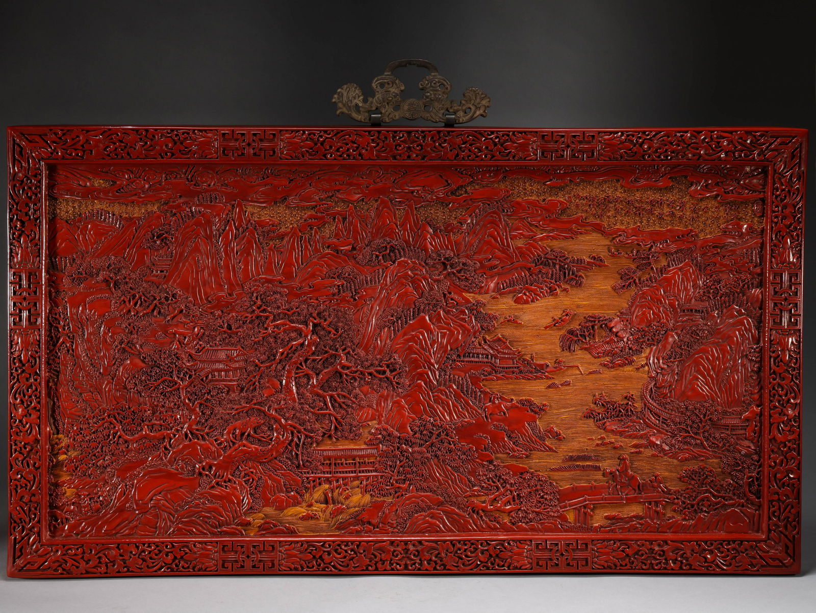 Qing Dynasty lacquerware character story hanging screen (1 of 7)