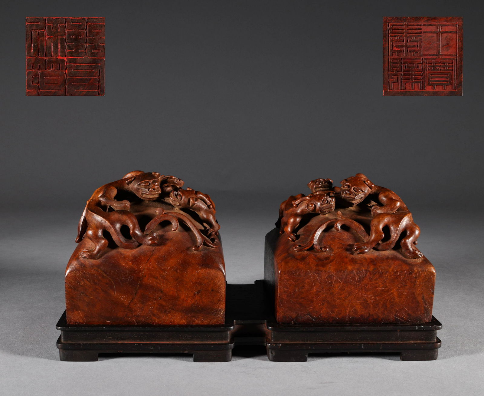 A group of yellow pear wood seals from the Qing Dynasty (1 of 11)
