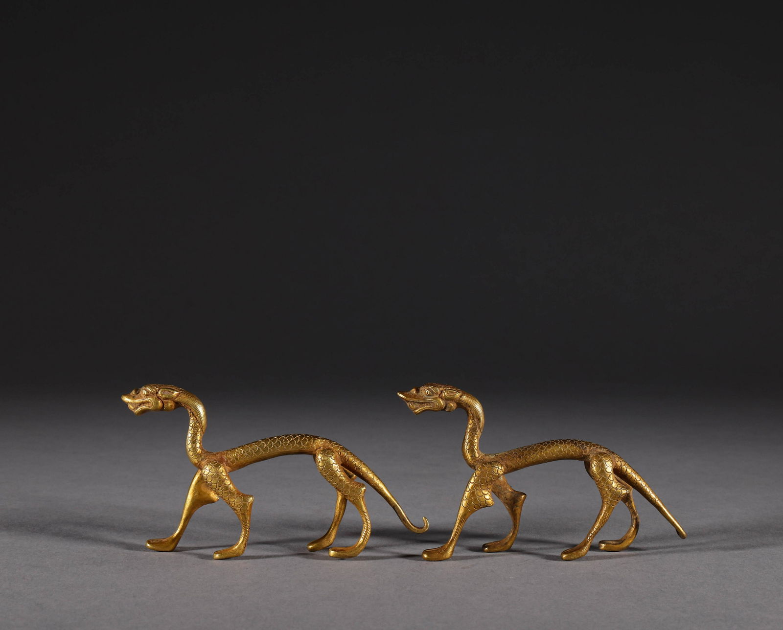 A silver gilt dragon from Qing Dynasty (1 of 5)