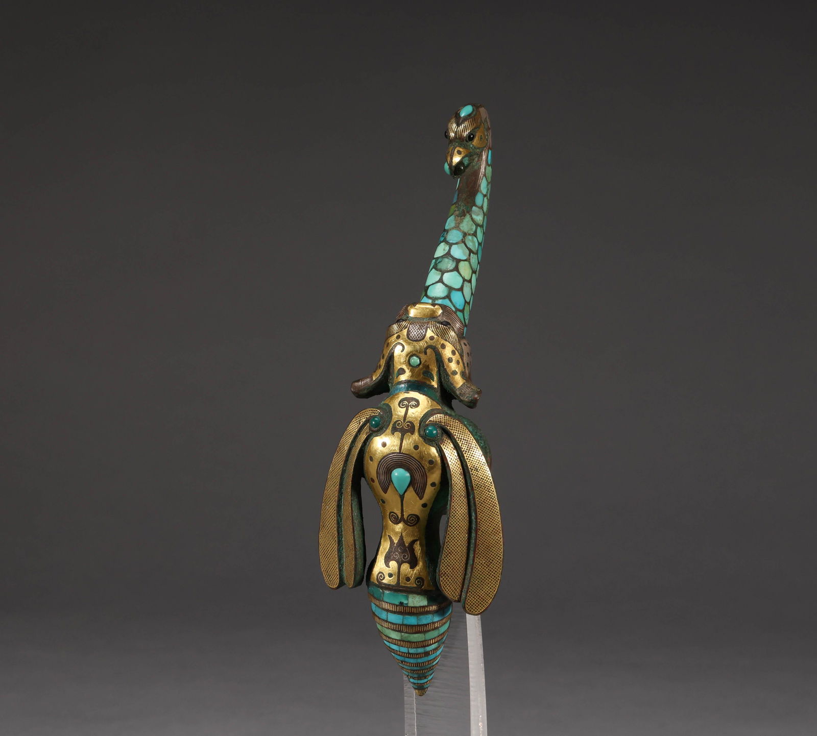 Gilt copper inlaid with turquoise hook (1 of 7)