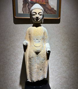 Bluestone painted Buddha statues before Ming Dynasty: Height: 72cm, width: 24cm