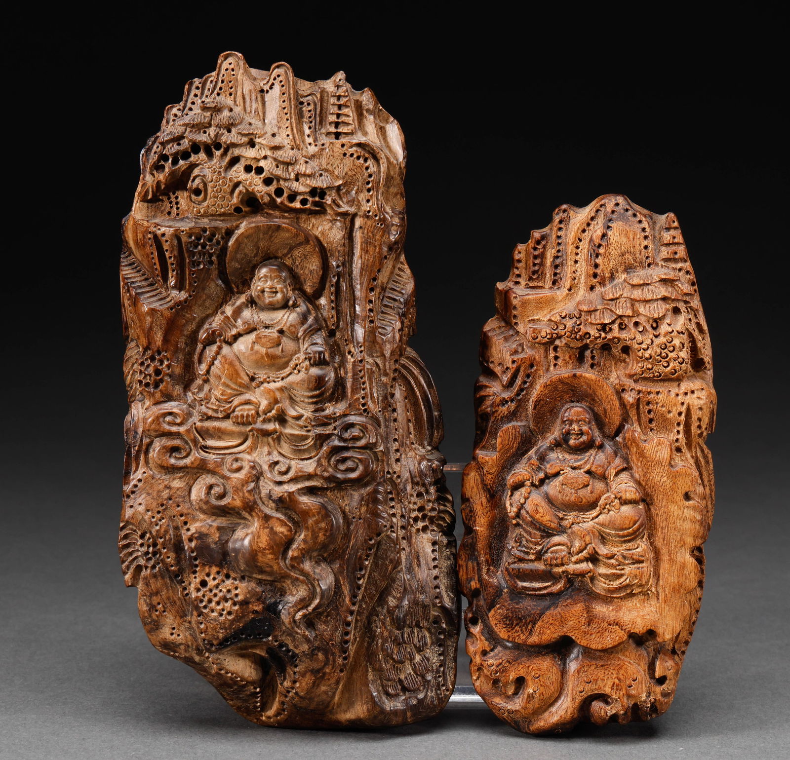 A set of Qing Dynasty agarwood Maitreya Buddha ornaments (1 of 6)