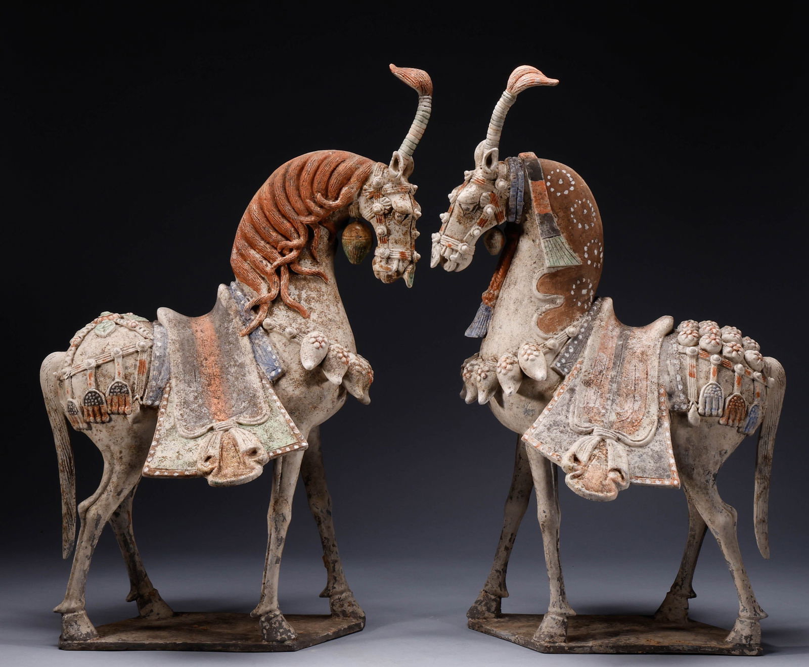 Ancient pottery painted horse pair (1 of 12)