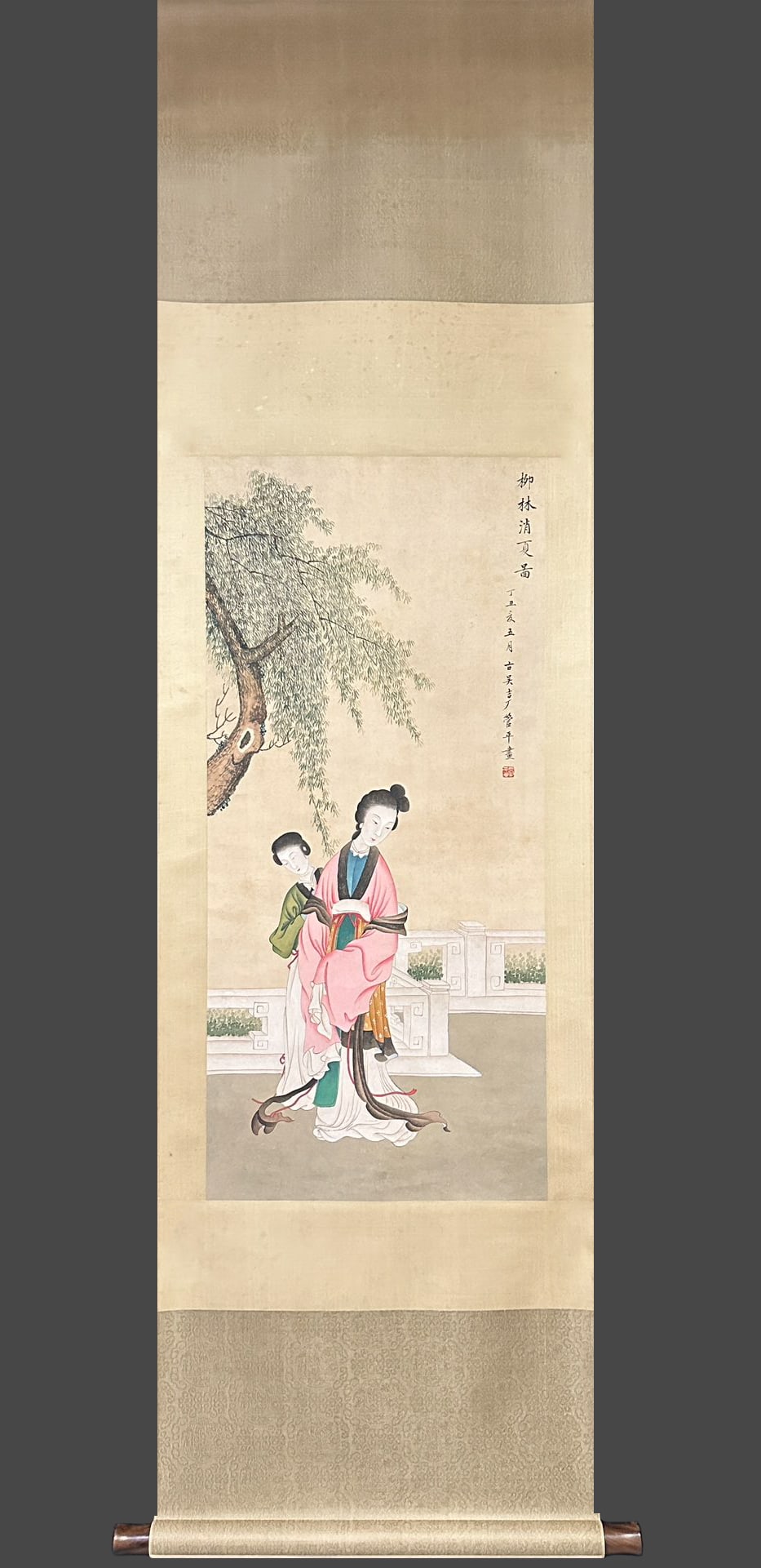 Vertical axis of Guanping Lake Liuyin Summer Cooling Drawing: Height: 90cm, Width: 41cm,