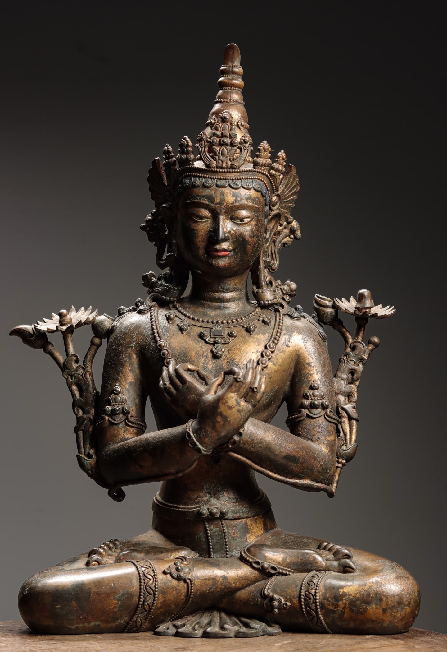 Qing Dynasty Bronze Gilded Diamond Master Statue (1 of 10)