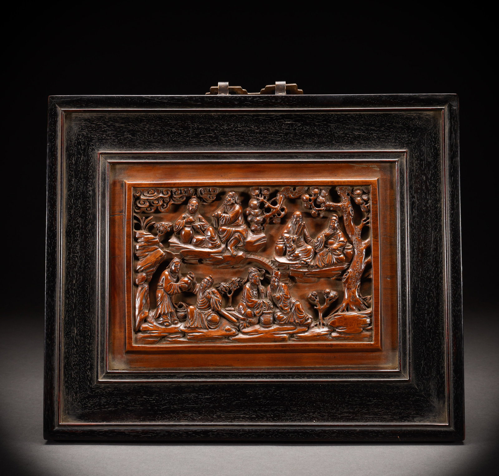 Qing Dynasty Sandalwood Character Stories Hanging Screen (1 of 8)