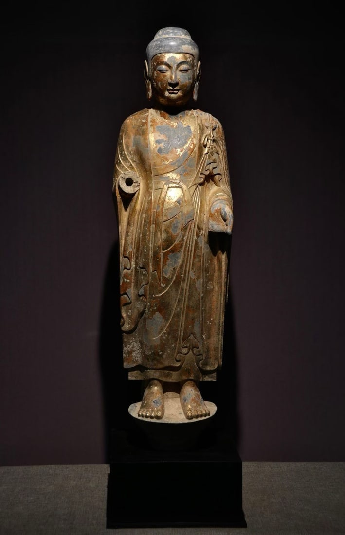 Before the Ming Dynasty, blue stone painted Buddha statues (1 of 8)