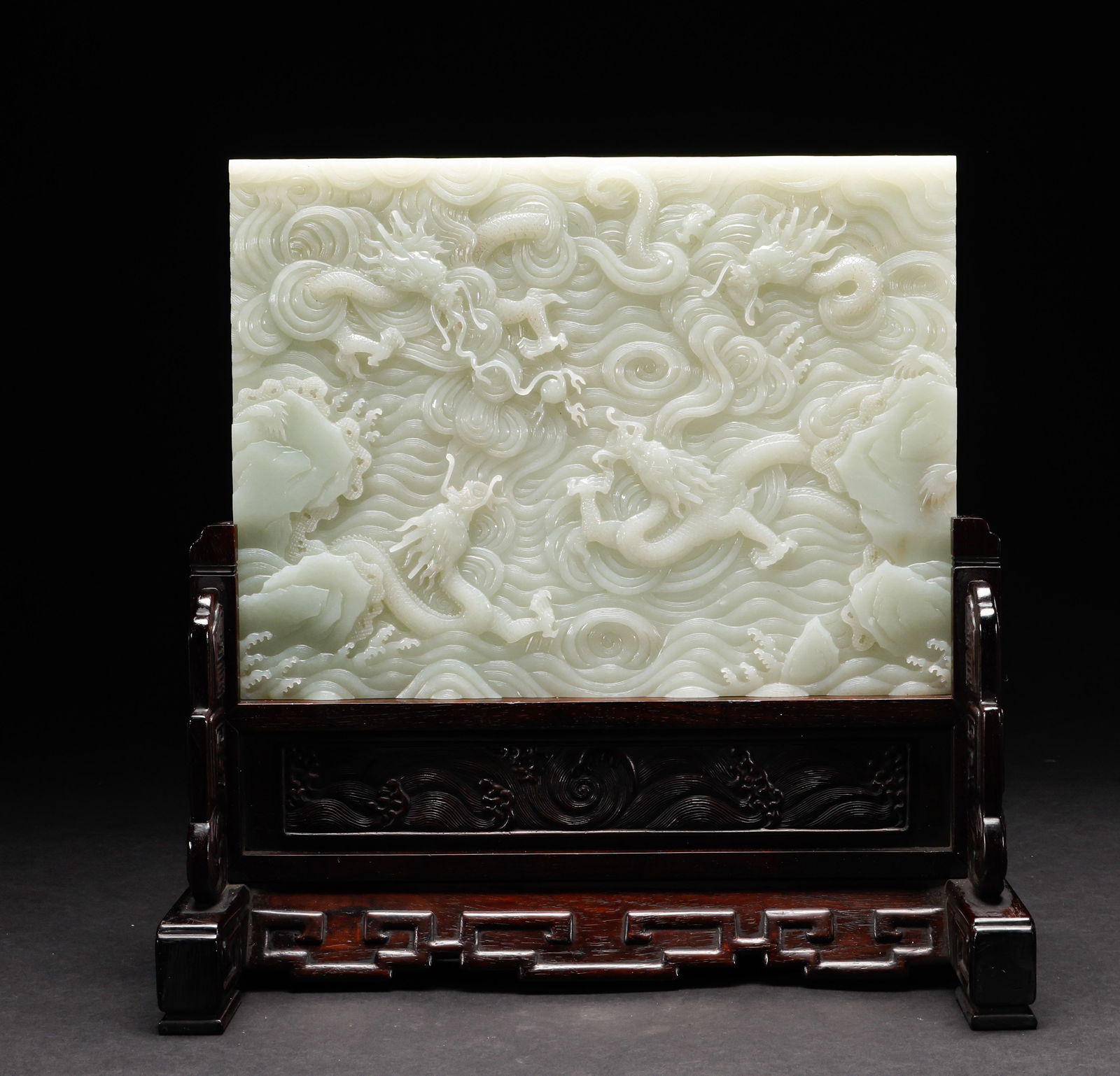 Qing Dynasty Hotan Jade Dragon Pattern Screen Insert (1 of 9)