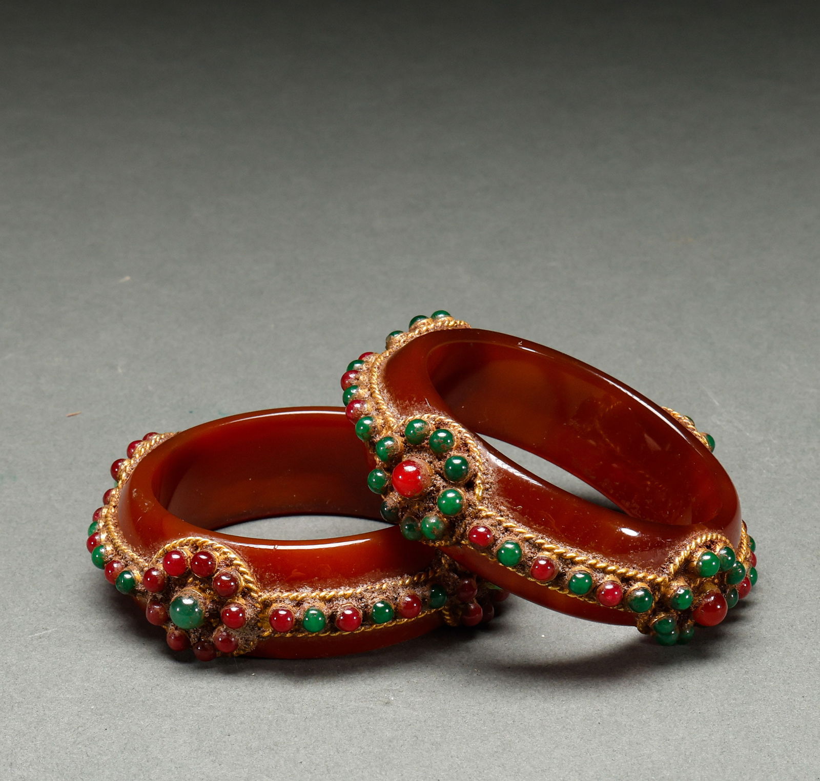 A pair of Qing Dynasty agate bracelets (1 of 9)