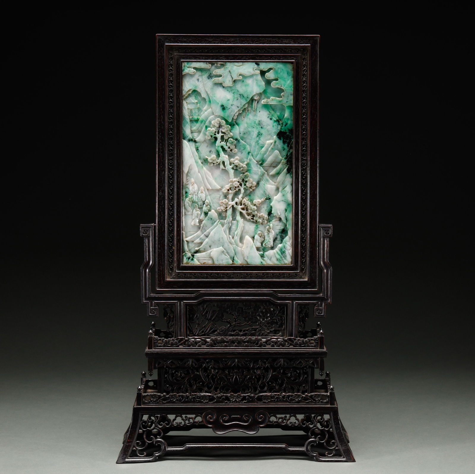 Qing Dynasty rosewood inlaid with jade screen (1 of 12)