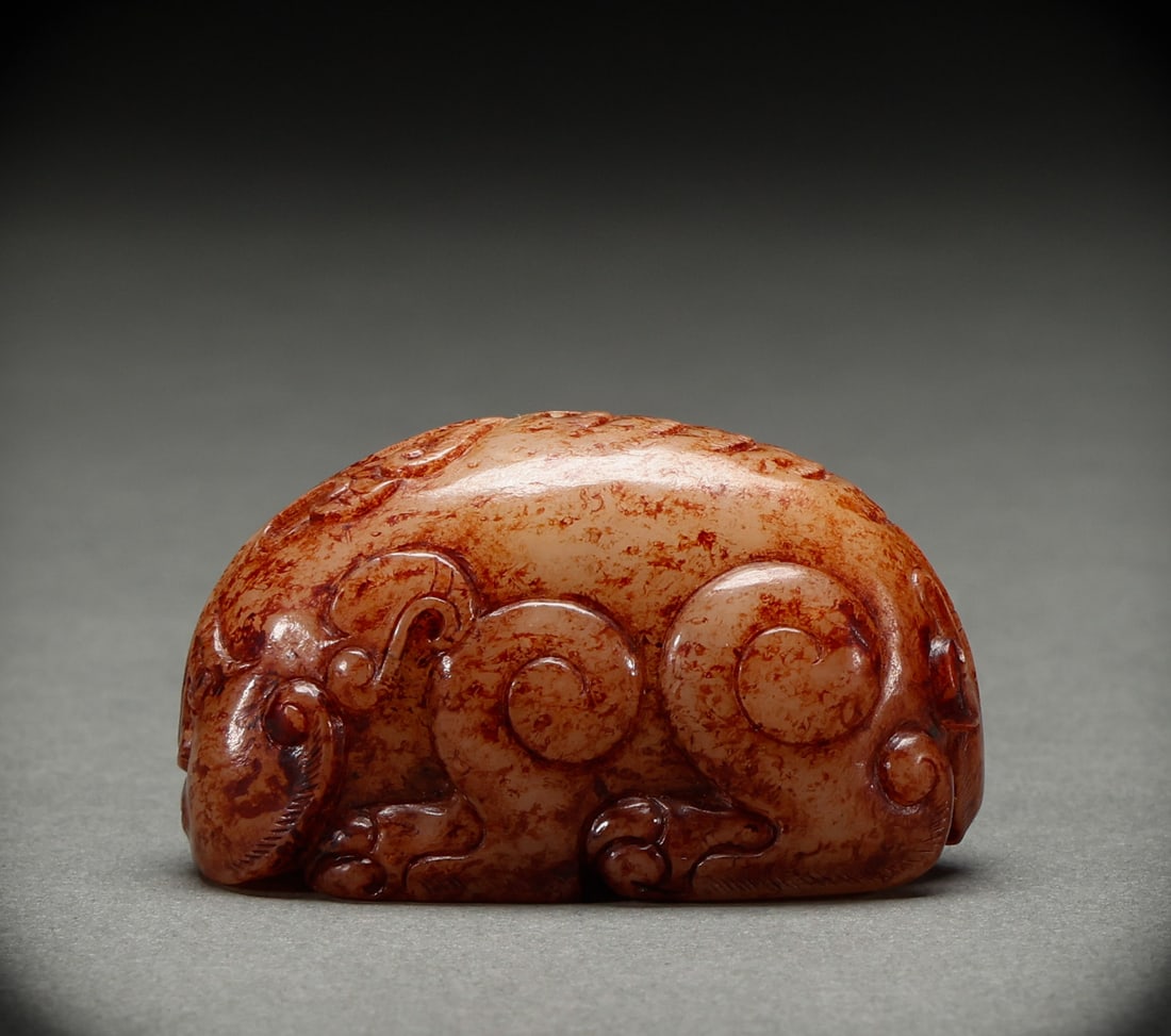He Tian Yu Beast before the Ming Dynasty: Height: 3.3cm, Width: 5.4cm, Weight: 84g